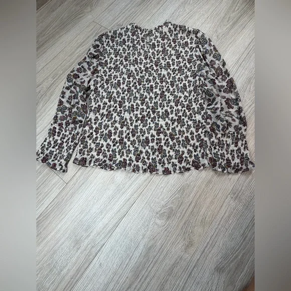 Veronica Beard Kali Floral Print Smocked Top Blouse Size 4
